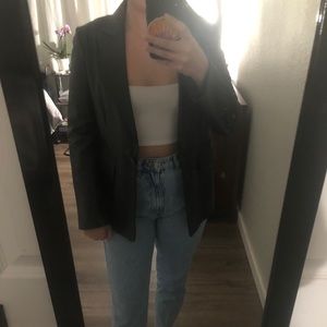 Real leather black leather blazer jacket